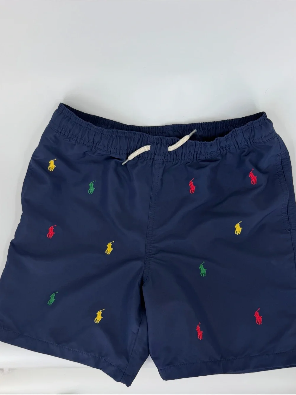 Polo by Ralph Lauren Navy Swim Shorts with Multicolor Pony Embroidery